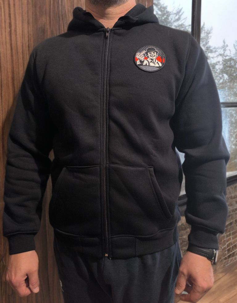 02- Hanorac gros cu fermoar și gluga dubla "patch"